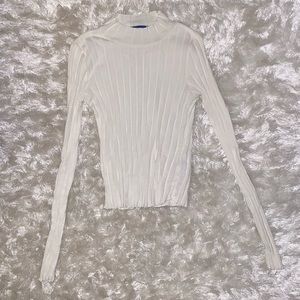 White, Ribbed Long Sleeve Shirt